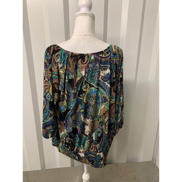 Avenue Business Casual Paisley Print Top Plus Size 14/16 - Picture 3 of 5